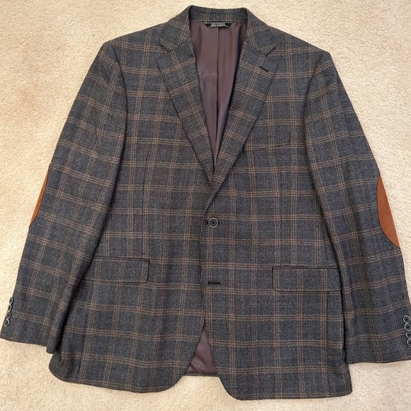 Saks Fifth Avenue Black Label Bluish Brownish Sports Coat Blazer Size 44R